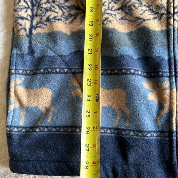 Moose All over Woods Fleece Sweatshirt Womens XL Tan Blue Lodge Full Zip-up USA - Picture 5 of 7